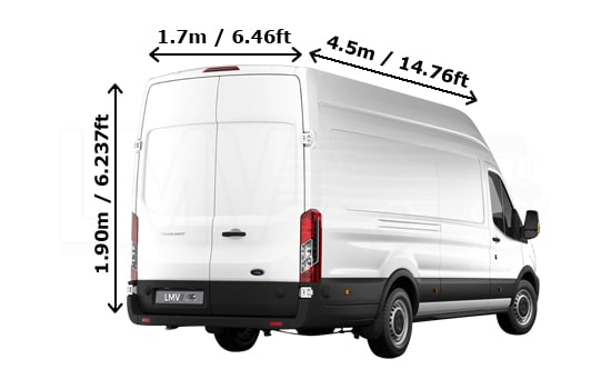 Last Minute Extra Large Van and Man in London - Back View Dimension