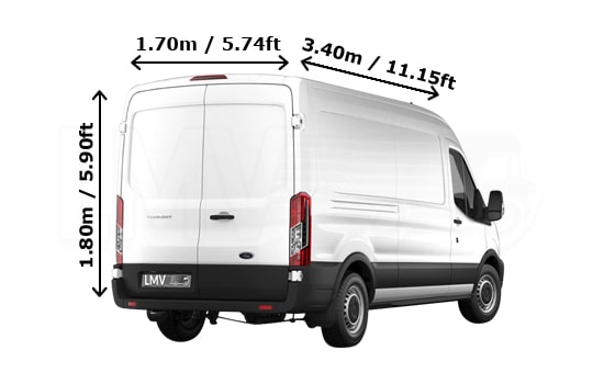 Last Minute Large Van and Man in London - Back View Dimension