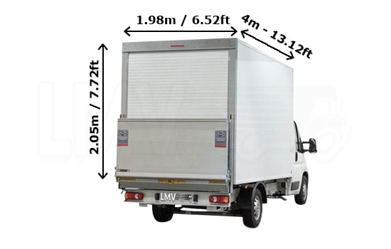 Last Minute Luton Van and Man in London - Back View Dimension