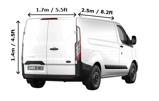 Last Minute Medium Van and Man in London - Back View Dimension