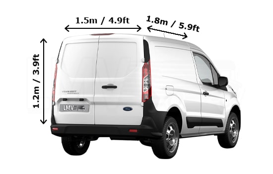 Last Minute Small Van and Man in London - Back View Dimension