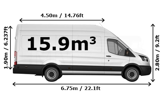 Last Minute Extra Large Van and Man in London - Side View Dimension