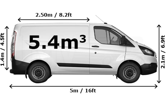 Last Minute Medium Van and Man in London - Side View Dimension